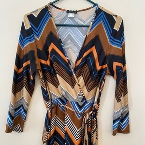 VENUS Multicolor Chevron Maxi Dress Women’s Medium